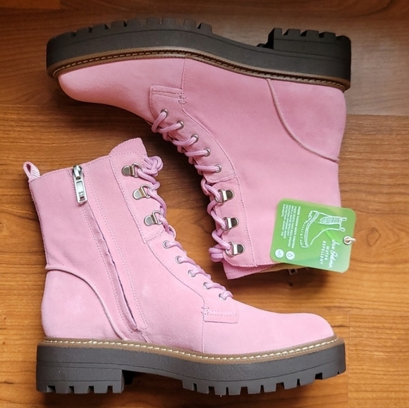 Sam Edelman Shoes - Sam Edelman Pink Hibiscus Leather Lue Boots Size 8.5